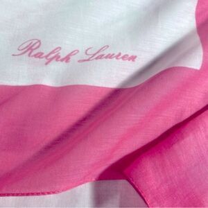 Ralph Lauren Collection Pink Pony Polo Player Cotton Voile Oblong Scarf Pareo